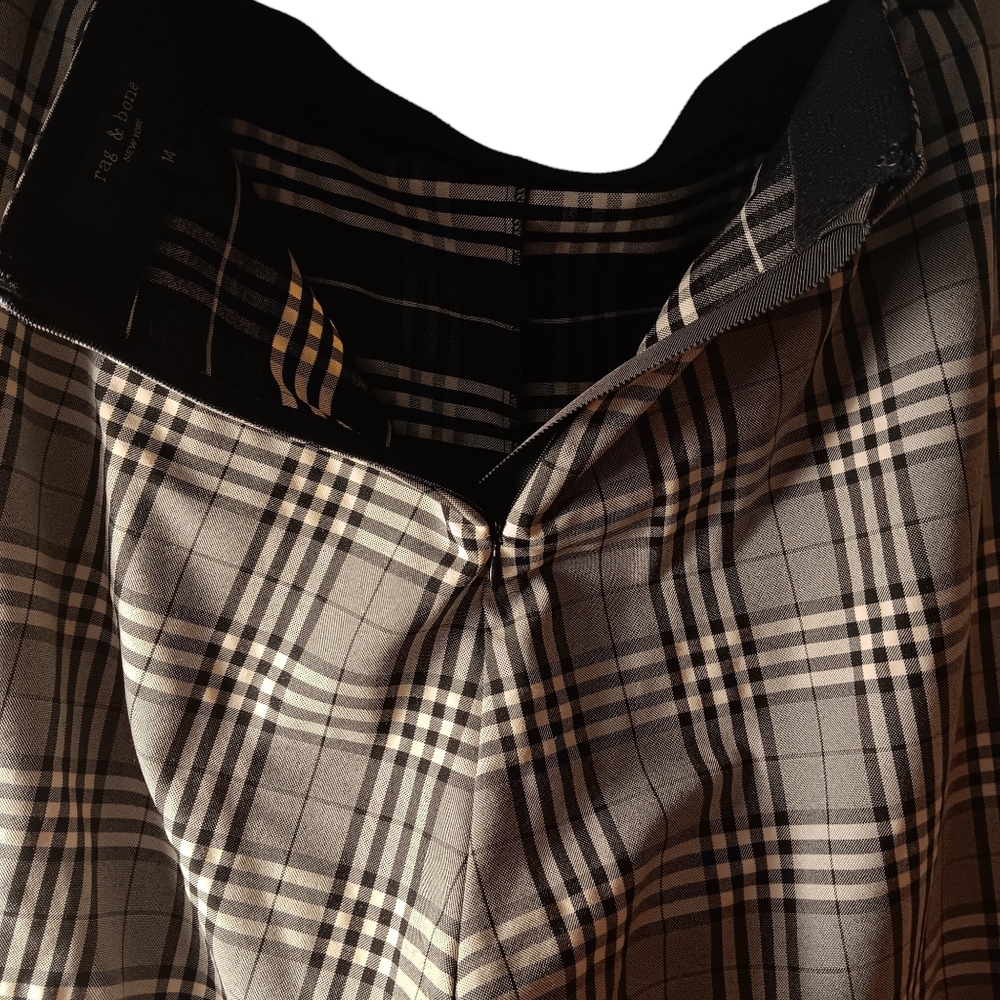 rag & bone Black and Gray Plaid Straight Leg Pants - Picture 6 of 7